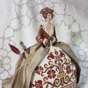 Embroidered Pincushion doll Giorgia made by Giulia Punti Antichi
