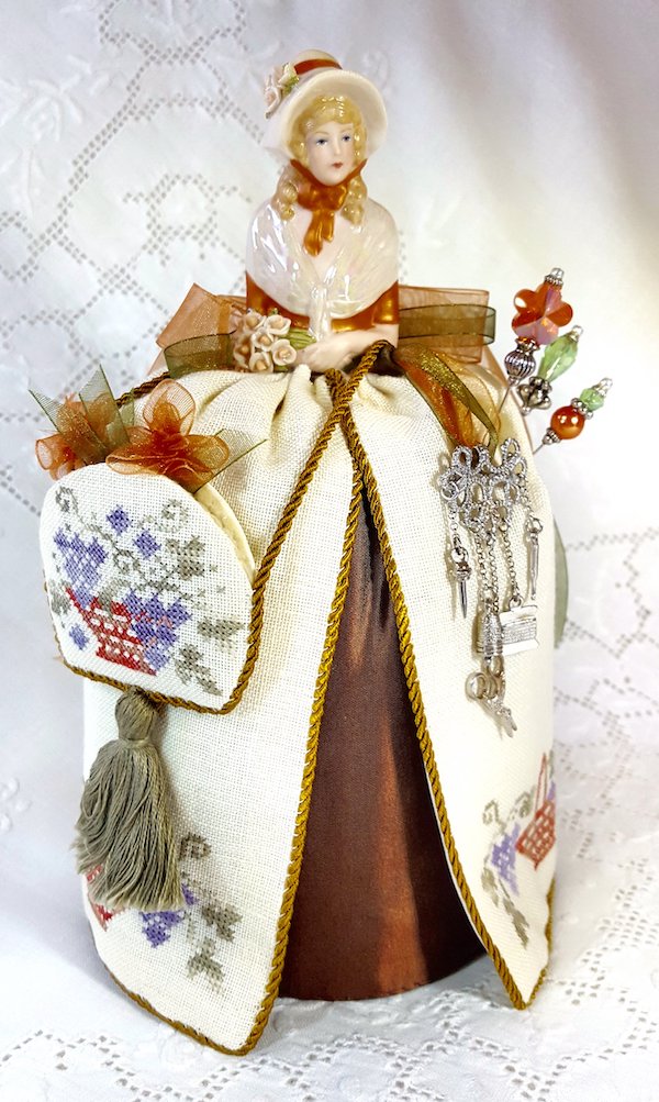 janice pincushion doll cross stitch thanksgiving embroidery